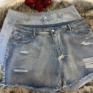 Lot of 2 SHEIN high waist denim distress shorts Sz 4X